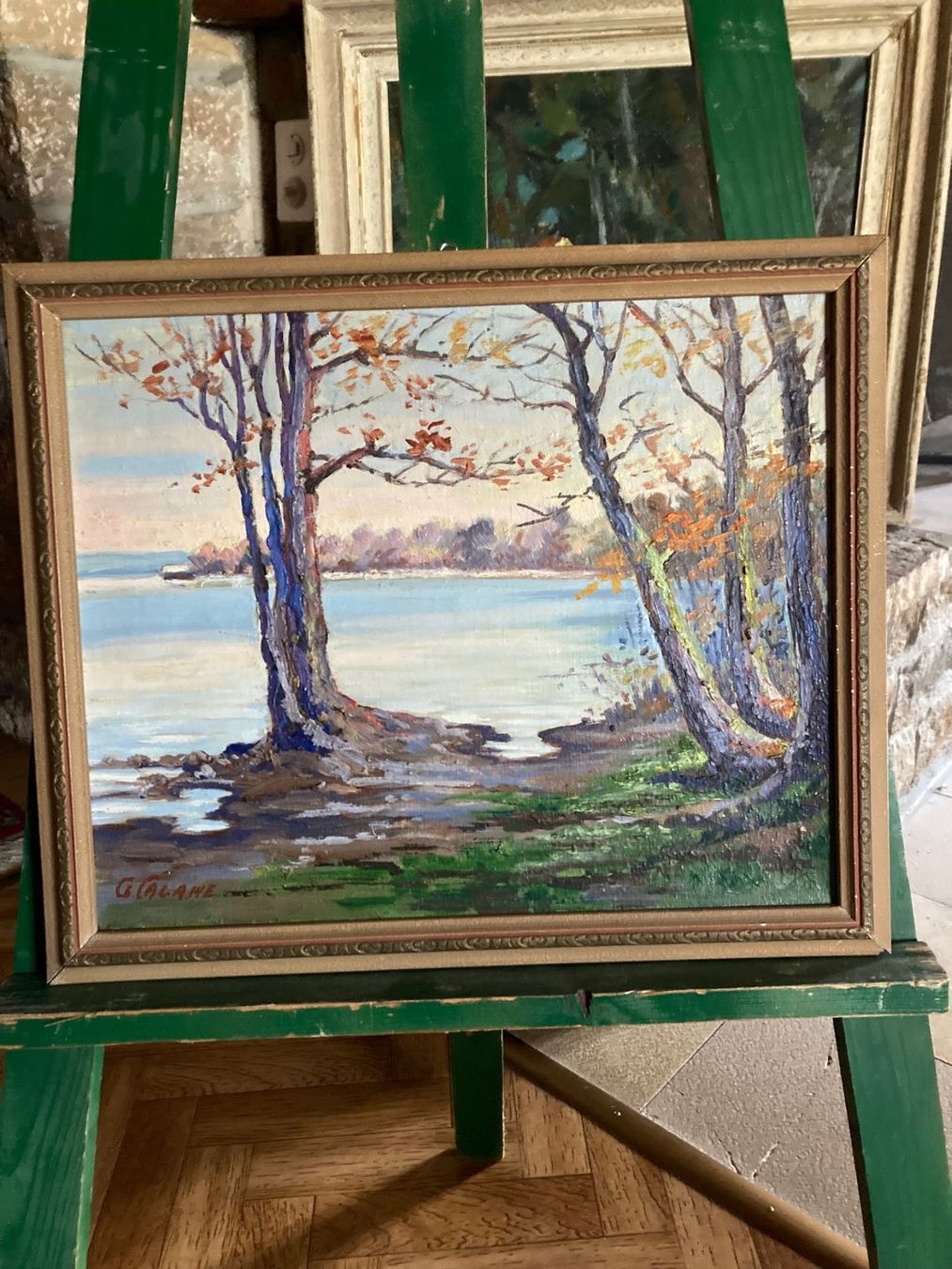 Dipinti: Tableau signé G.Calame, bord du Lac. – Usato da La Chaux-de-Fonds venduto da venteperso5