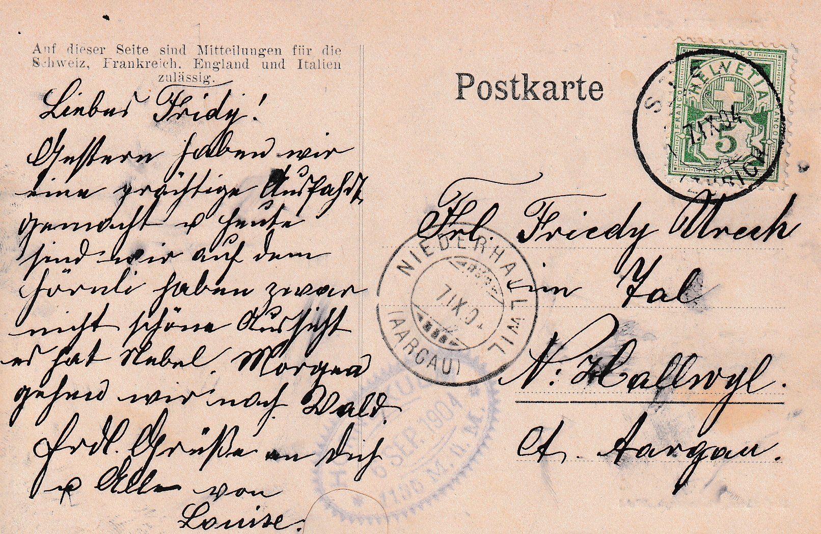 Cartoline postali: Hörnli  ZH     um 1904 – Usato da Brig venduto da Valcards54 1