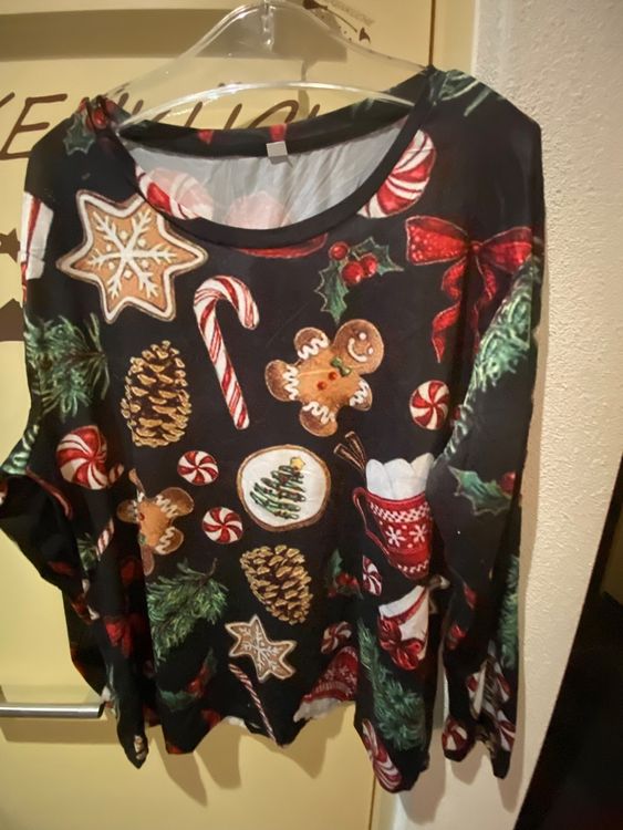 Produktbild von Generisch Weihnachten Sweatshirt Damen Weihnachts-Zuckerstangen Drucken