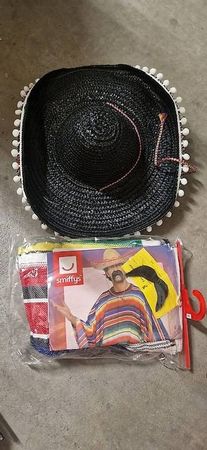 Kostüm Mexikaner Poncho + Hut