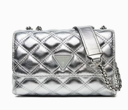 Guess Handtasche silber Steppung Kettentragegurt neu