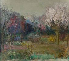 H. Meyer, Frühling im Obstgarten