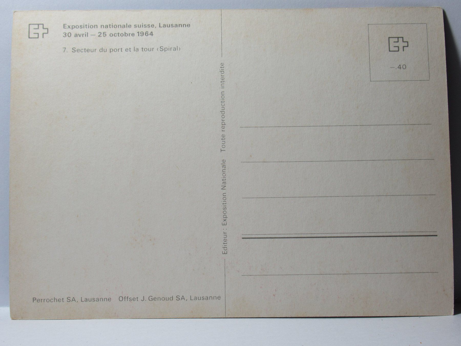 Cartoline postali: Lausanne , Expo  1964 – Nuovo (secondo la descrizione) da Grenchen venduto da Bluemchen1900 1