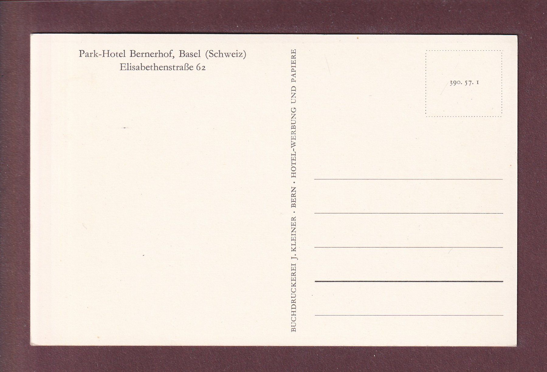 Cartes postales: BASEL - Park Hotel Bernerhof – D'occasion à Pully par nicecards 1