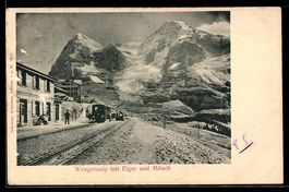 Wengernalp, Bahnhof mit Eiger und Mönch