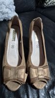 Eleganti scarpe da donna color bronzo, tacco 8,5 cm, N.37