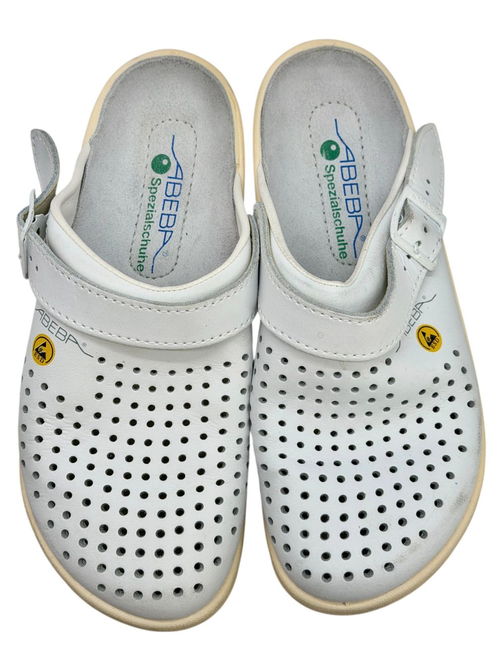 Scarpe da uomo: Sabots Abeba en cuir blanc, Pointure 40 – Usato da Morges venduto da objetsdepoque 1