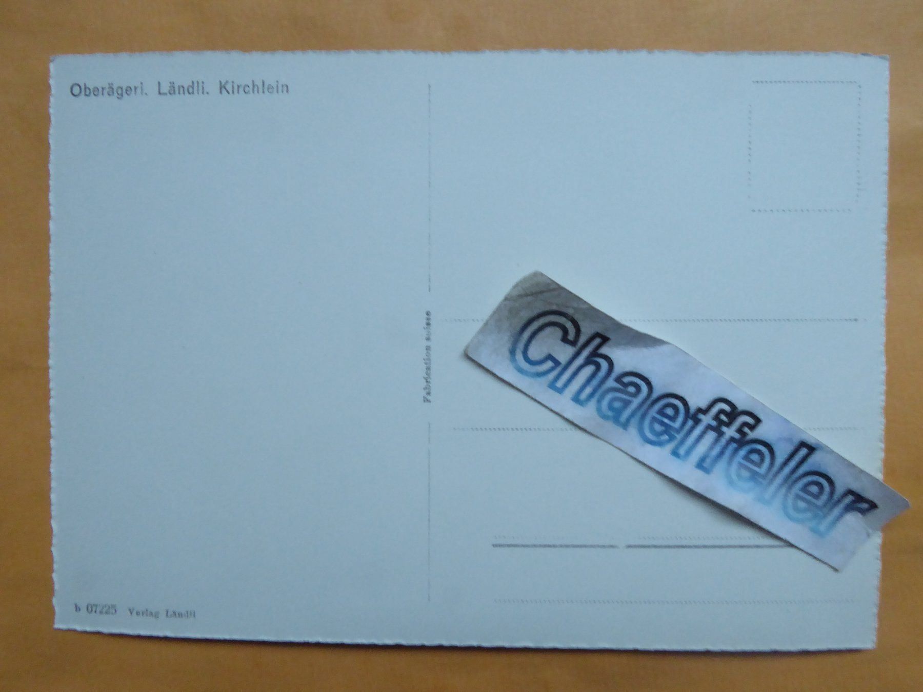 Cartoline postali: Oberägeri.  Ländli.  Kirchlein – Usato da Zürich venduto da Chaeffeler 1