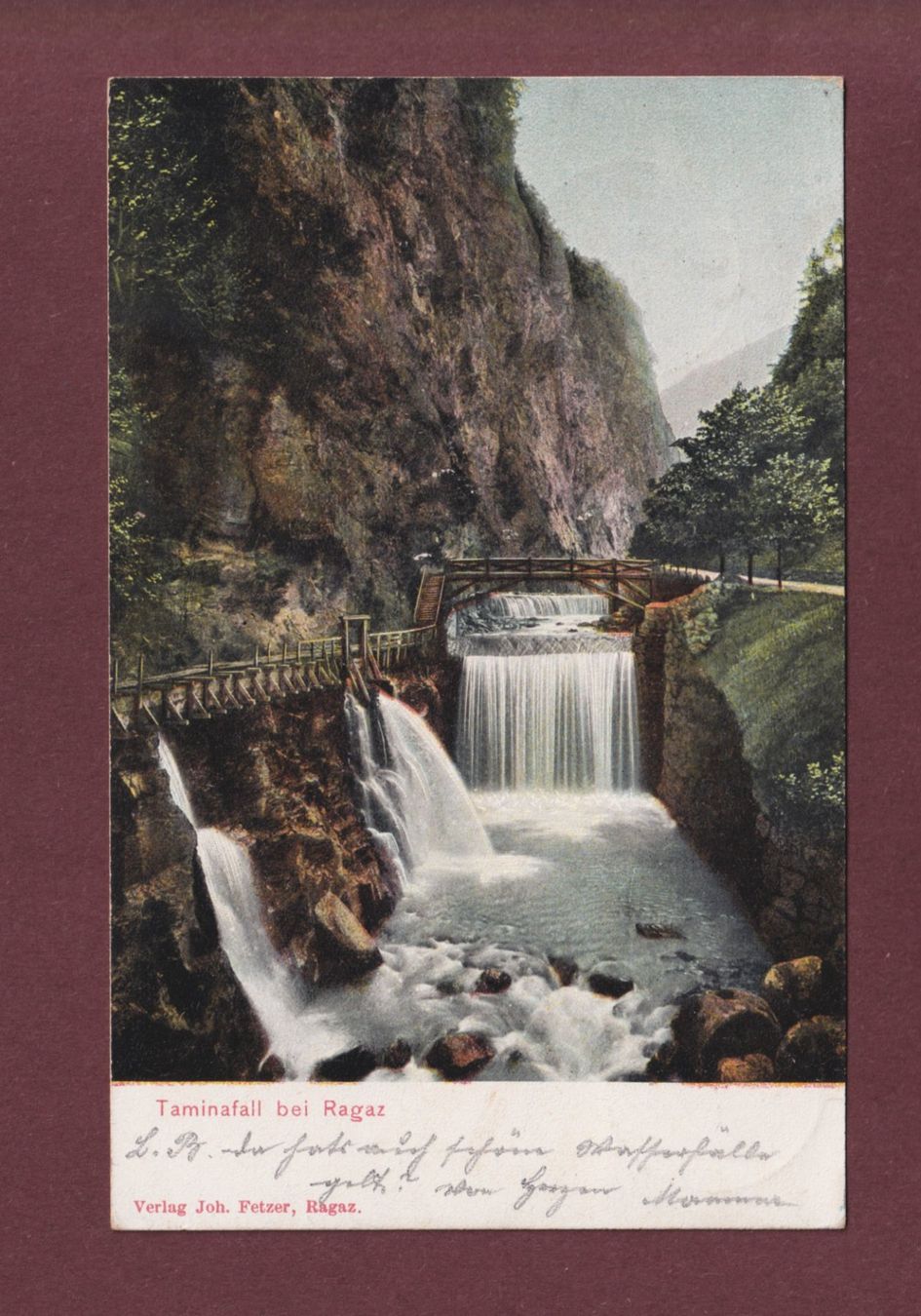 Cartoline postali: TAMINAFALL bei Ragaz - 1905 – Usato da Pully venduto da nicecards