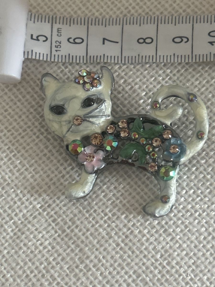 Spille & Fermagli: Vintage Brosche Katze mit Strass, Modeschmuck, neuwertig – Nuovo e nell'imballaggio originale da Bettlach venduto da Aresdiego 2