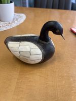 Dekorative Ente, Holz mit Knochen, Vintage, Sammlerstueck 🦆