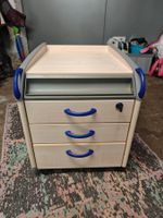 Rollcontainer Marke Moll in Bucheoptik mit blauen Details