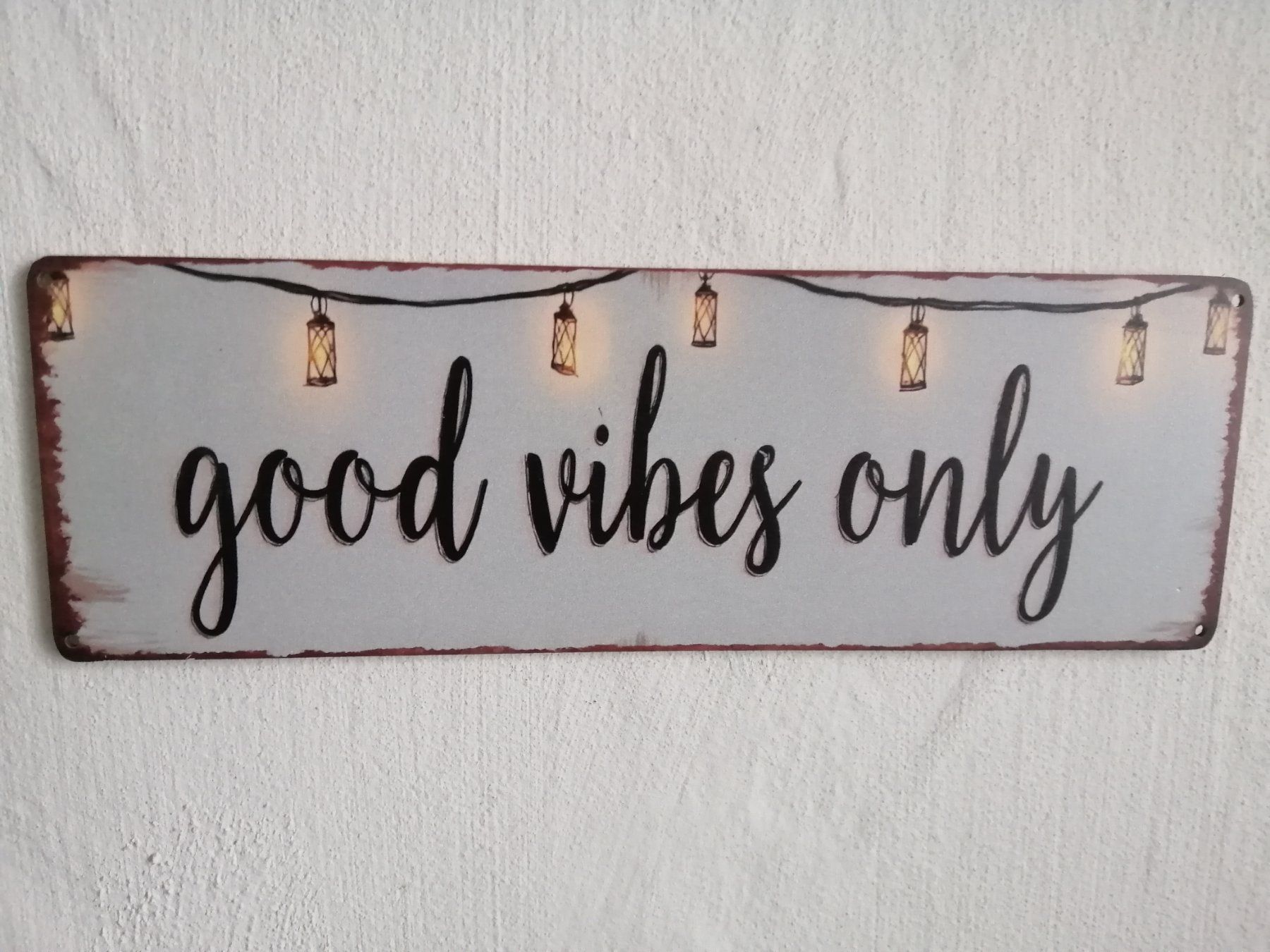 Insegne: Deko Holz Schild good vibes only – Nuovo e nell'imballaggio originale da langenthal venduto da Jordi04