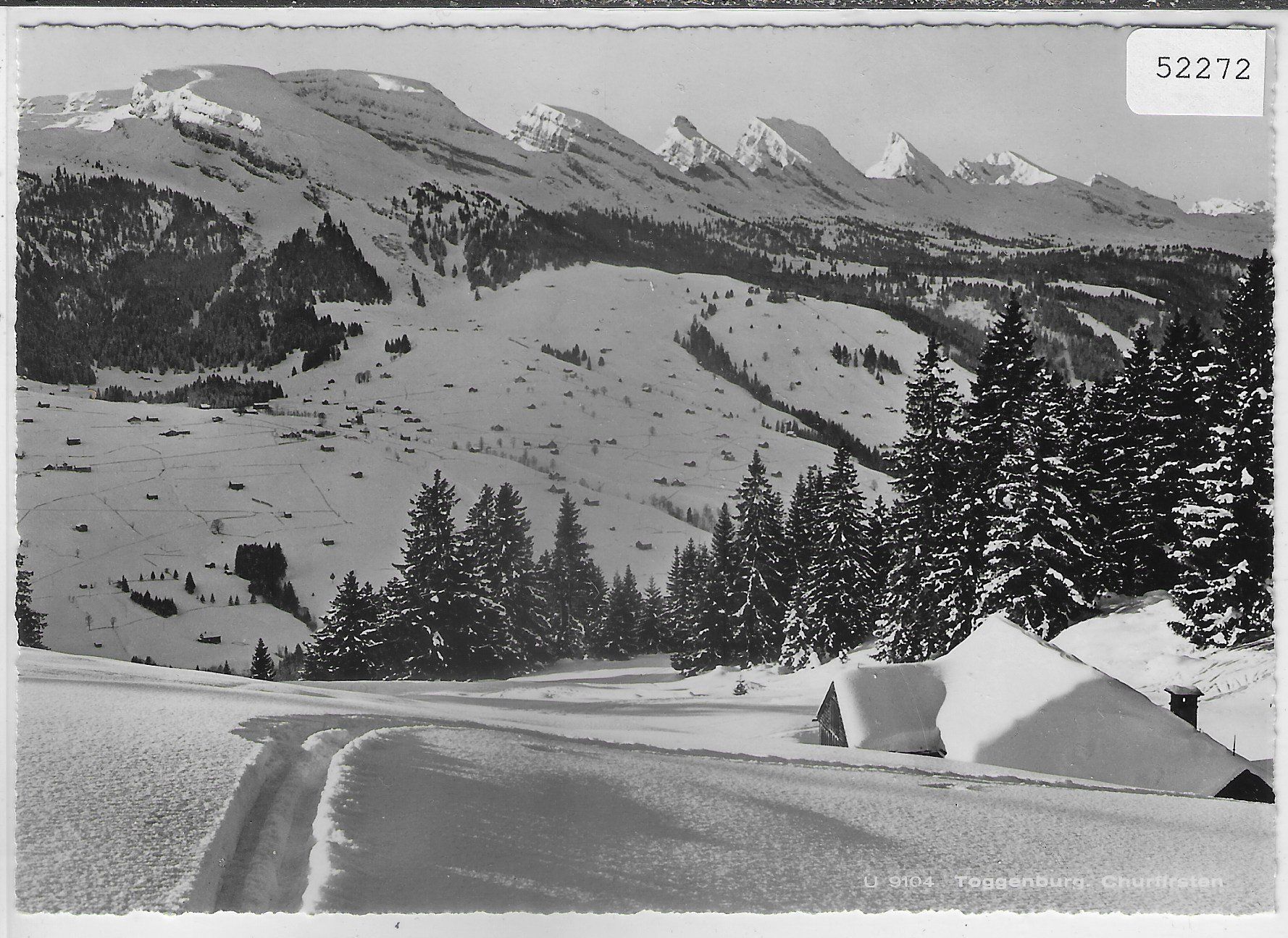 Cartoline postali: Toggenburg im Winter mit Churfirsten – Usato da Ettingen venduto da Kartenplanet