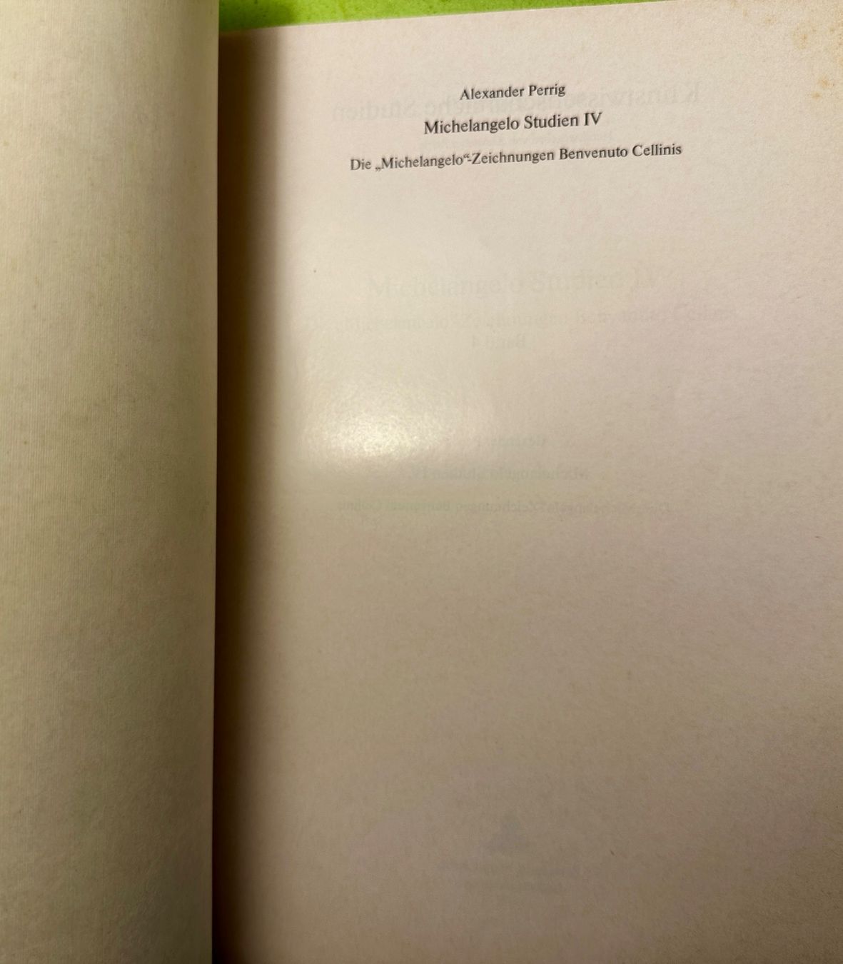 Libri: Alexander Perrig: Michelangelo Studien I, III, IV. – Usato da Zürich venduto da allp 6