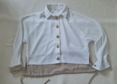 Chemise femme TOUCHÉ PRIVÉ bicolore blanc beige taille S