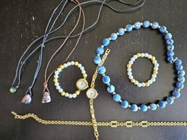 Schmuck Konvolut Halsketten Armbänder Uhren Schmuckdose