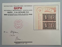 1943 GEPH Genf Brief mit W15 im Paar Rücks Vignette