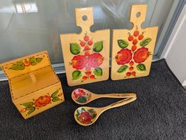 Vintage - russische Schneidebretter / Löffel und Box