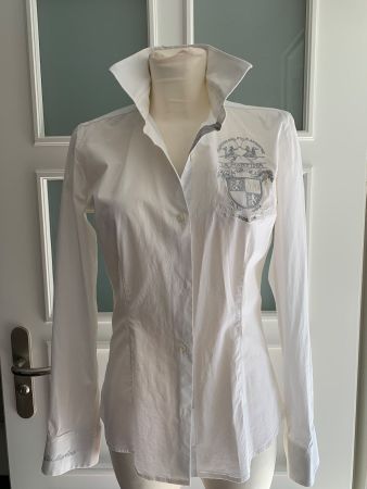 "La Martina " Bluse Hemd Gr. M/ 36 38 weiss silber tailliert