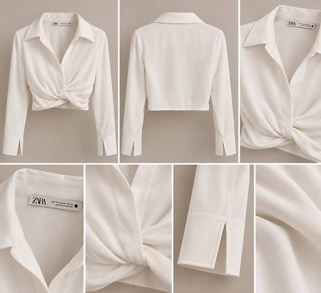 ZARA weisse Wickelbluse / Crop Bluse Grösse M