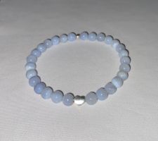 Edelstein Armband blauer Chalcedon mit Silber 925 auf Mass