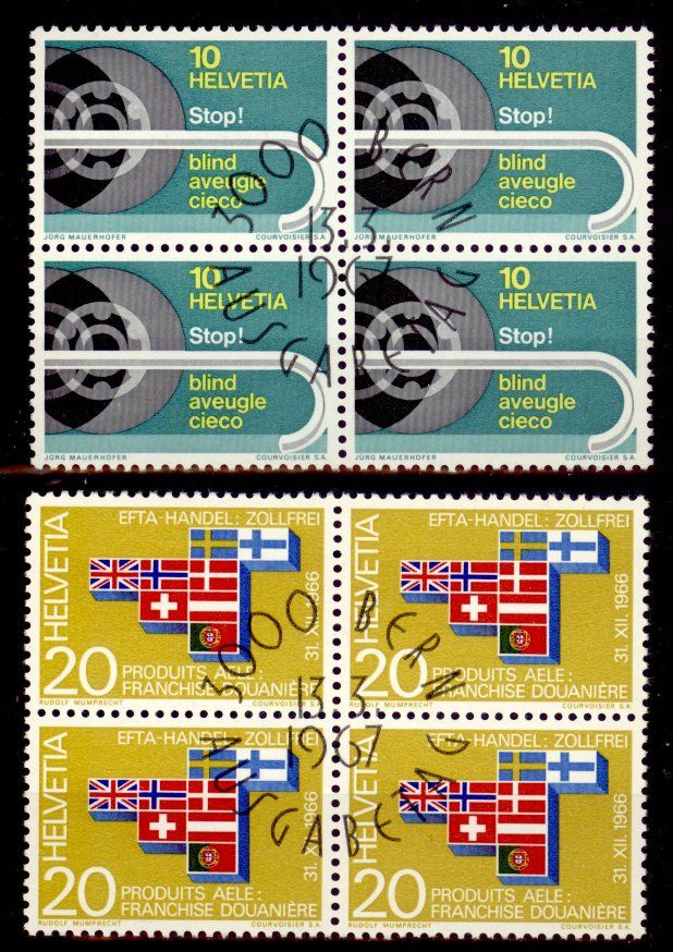 Tutti i francobolli: 1967, Werbemarken, Viererblöcke, ET – Usato da Willisau venduto da Vollstempel