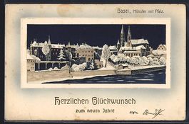 Basel, Münster mit Pfalz im Winter, Neu