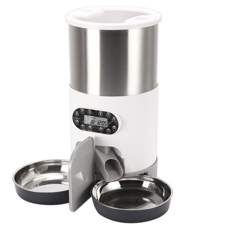 SPORWAY Futterautomat Katze 700ML  Automatischer Futterspender Mit 48h  Timer, Doppel-Napf Fr Nass- Und Trockenfutter Katzenfutter Automat 2 Npfe