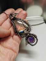 Handgemachter Labradorit & Amethyst Kupferdraht Anhänger ...