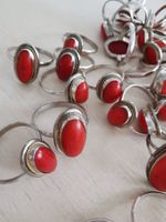 Restposten – Vintage Silber Ringe mit natürlichen Koralle
