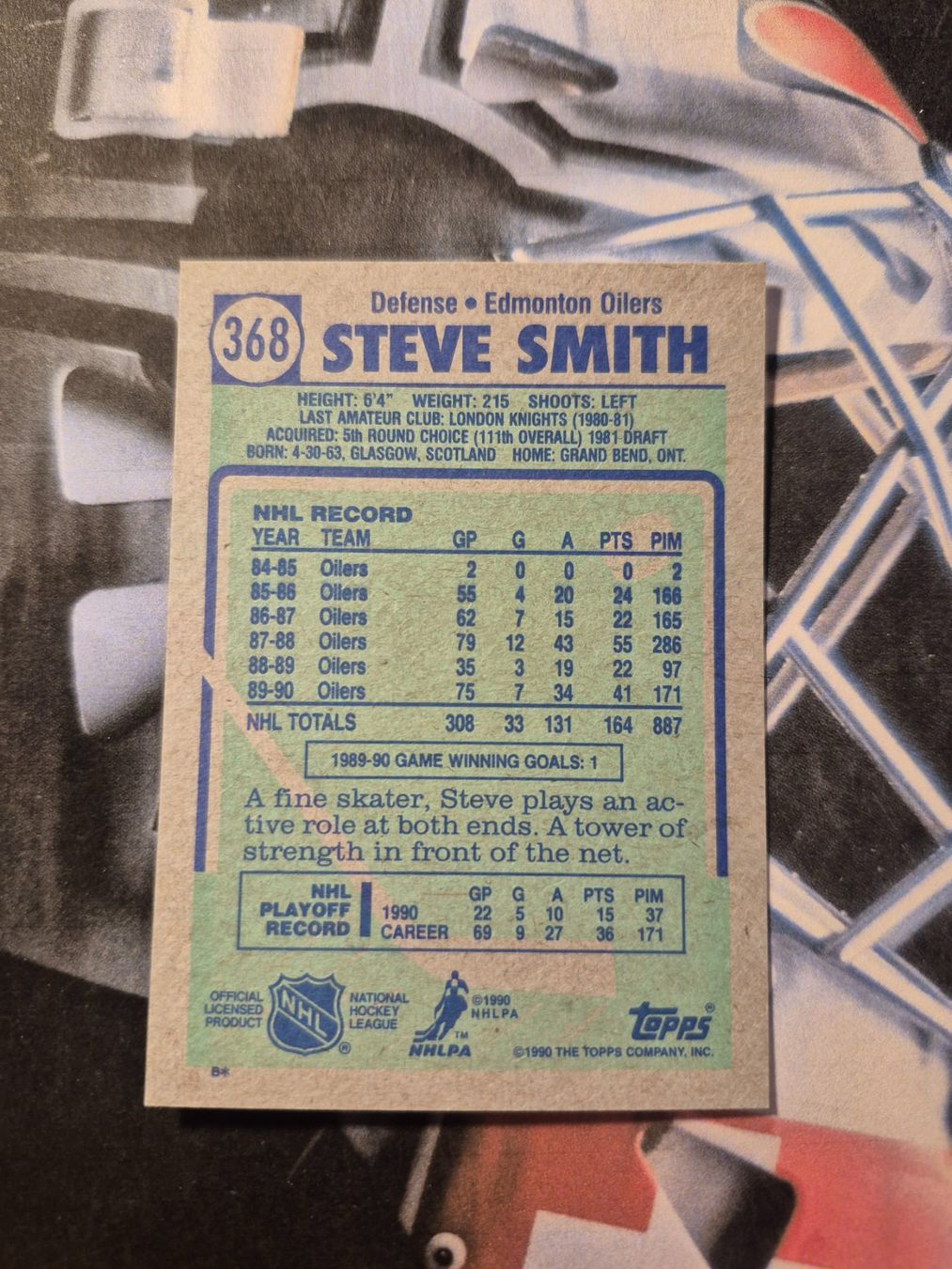 Topps Sammelbilder & Trading cards: NHL Steve Smith Edmonton Oilers – Gebraucht aus Treiten von Sauber73 1