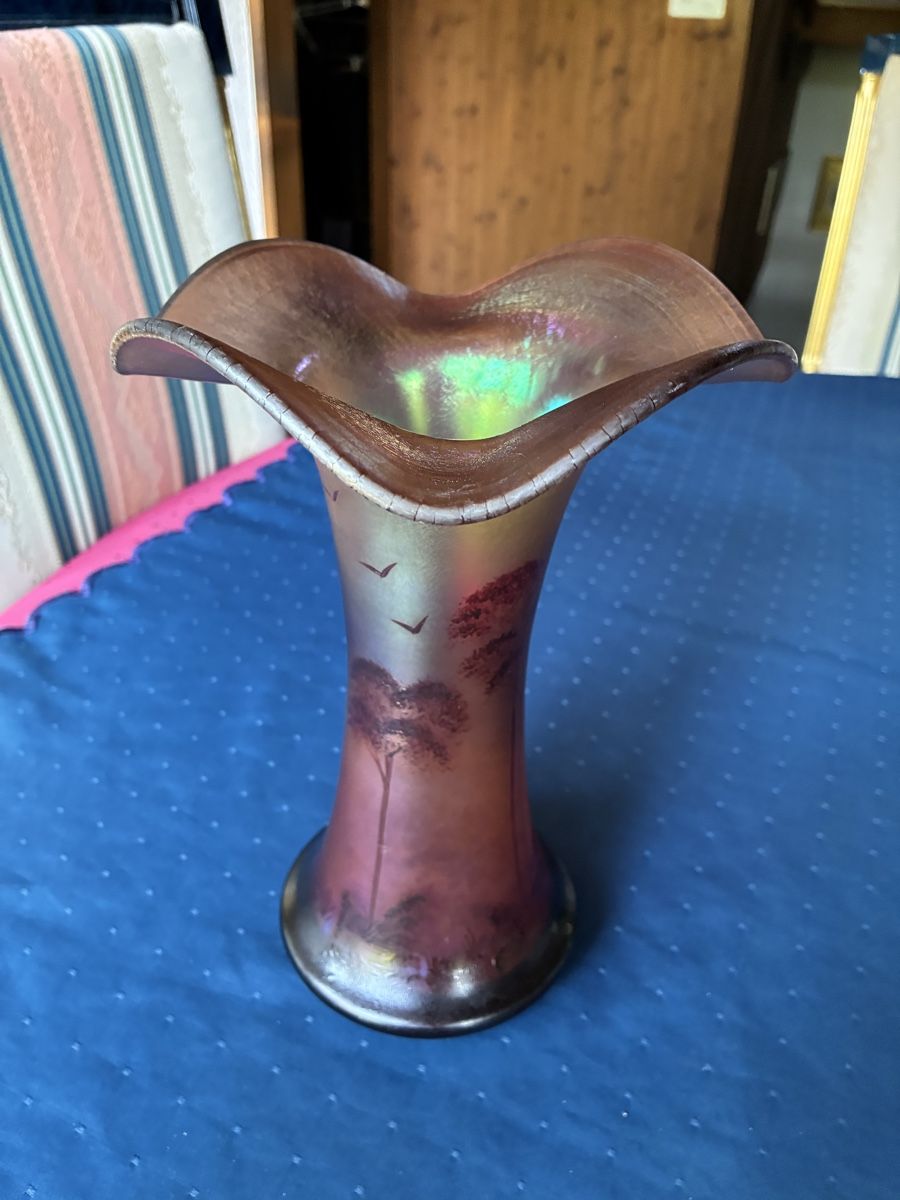 Vasen & Gefässe: Jugendstil Glasvase mit geätztem Dekor – Gebraucht aus Dornach von Rosengarten 3