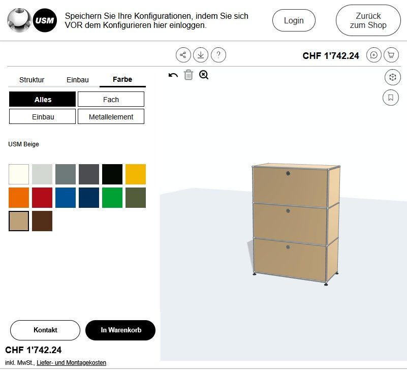 USM Scaffali: Neues USM Möbel - beige - 75 x 35 cm – Nuovo (secondo la descrizione) da Wünnewil venduto da april24 5