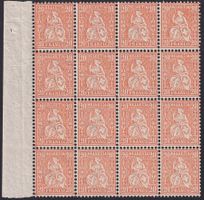 Nr.48 (Faserpapier) Sitzende Helvetia im 16er-Block ** postf