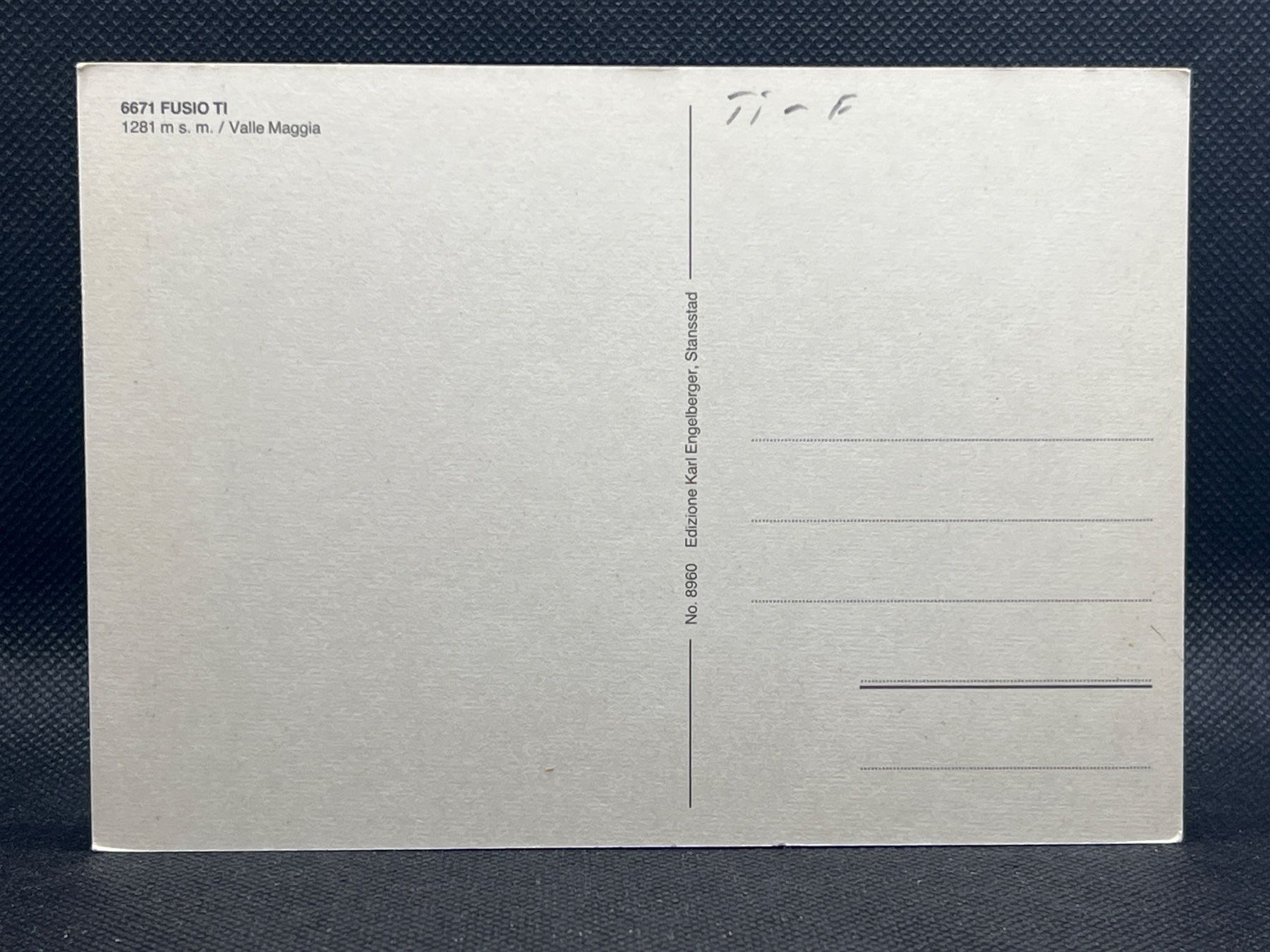 Cartoline postali: Fusio TI 1281 m s.m. / Valle Maggia – Usato da Widnau venduto da Brusi9 1