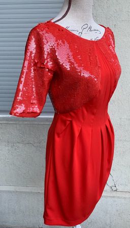 Superbe robe courte REISS Kori séquins rouge clair t.XS