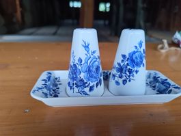 Salz & Pfeffer Set mit Rosenmuster, Keramik, Vintage Stil