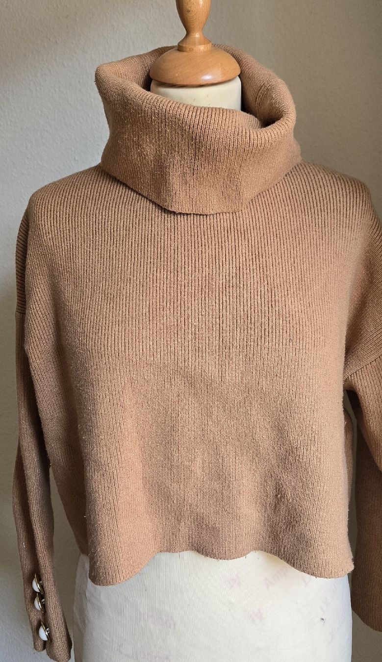 Zara Maglioni & Felpe: Pull court à col roulé couleur camel taille S – Usato da Genève venduto da Saleena 7