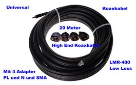 Universal Low Loss Koaxialkabel mit PL/N/SMA, 20 Meter