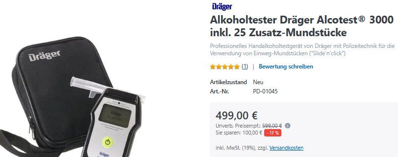 Dräger Misurare: Dräger Alcotest 3000 éthylomètre / éthylomètre – Usato da Collonges venduto da arashee 4