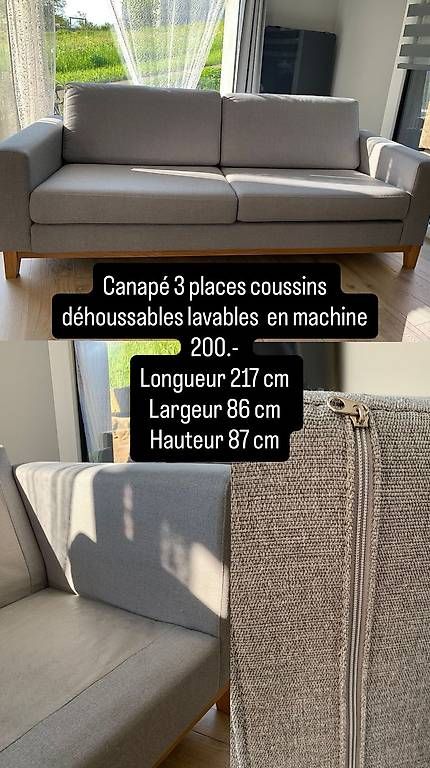Divani: Canapé 3 places housse déhoussable lavable en machine  – Usato da Vérossaz venduto da cat_92wy