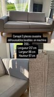Canapé 3 places housse déhoussable lavable en machine 