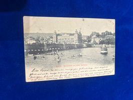 Antike Postkarte Zürich Quaibrücke Hotel Bellevue um 1900.