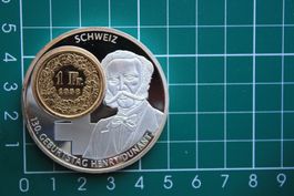 vergoldeter silberfranken henry dunant 1 franken 1958