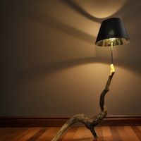 Holzlampe Stehlampe aus Schwemmholz, Holz unikat