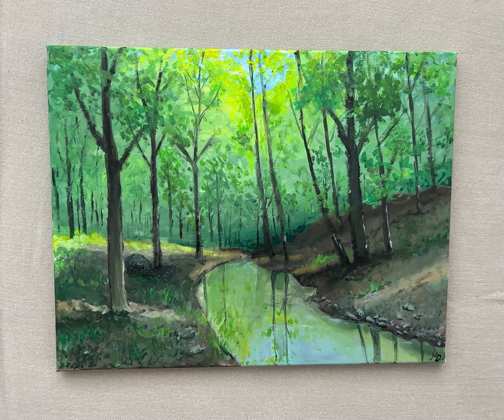 Gemälde: Grüner Wald mit Bach Gemälde 40x50cm – Neu und originalverpackt aus Pfäffikon SZ von Andrei_Moro_Kunst 1