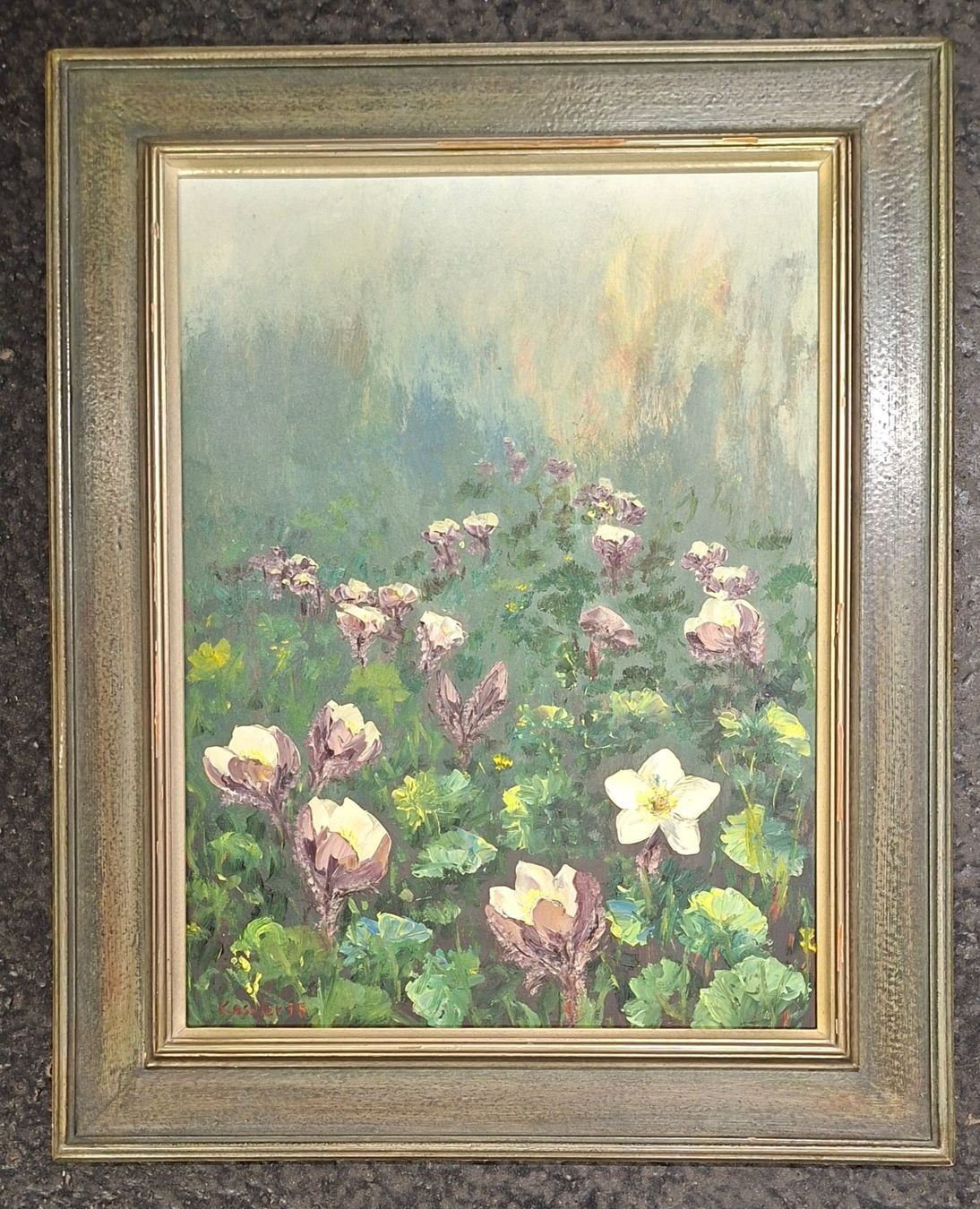 Dipinti: Kessler 75, Adolf?, Blumenwiese, Schnee- oder Christ-Rose – Usato da St. Gallen venduto da BlauesKreuzSG-App