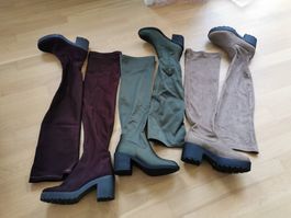 Overknees Bordeauxrot
