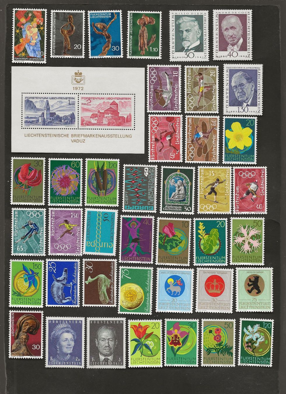 Alle Briefmarken: 131 Marken Liechtenstein postfrisch – Gebraucht aus Au ZH von xelagreb01 1